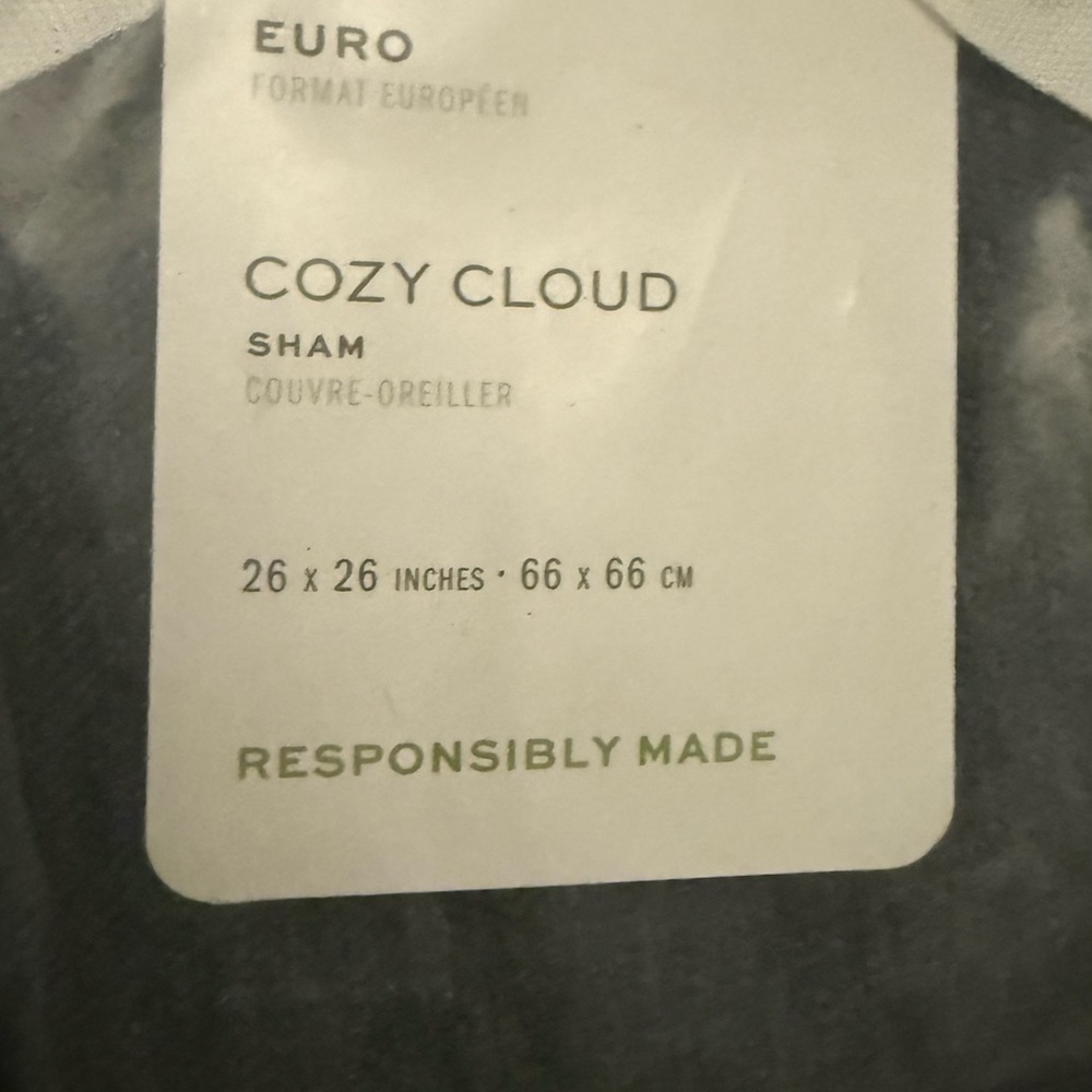 NWT 3 Pottery Barn EURO Steel Blue Cozy Cloud Shams 26x26 - Picture 4 of 4